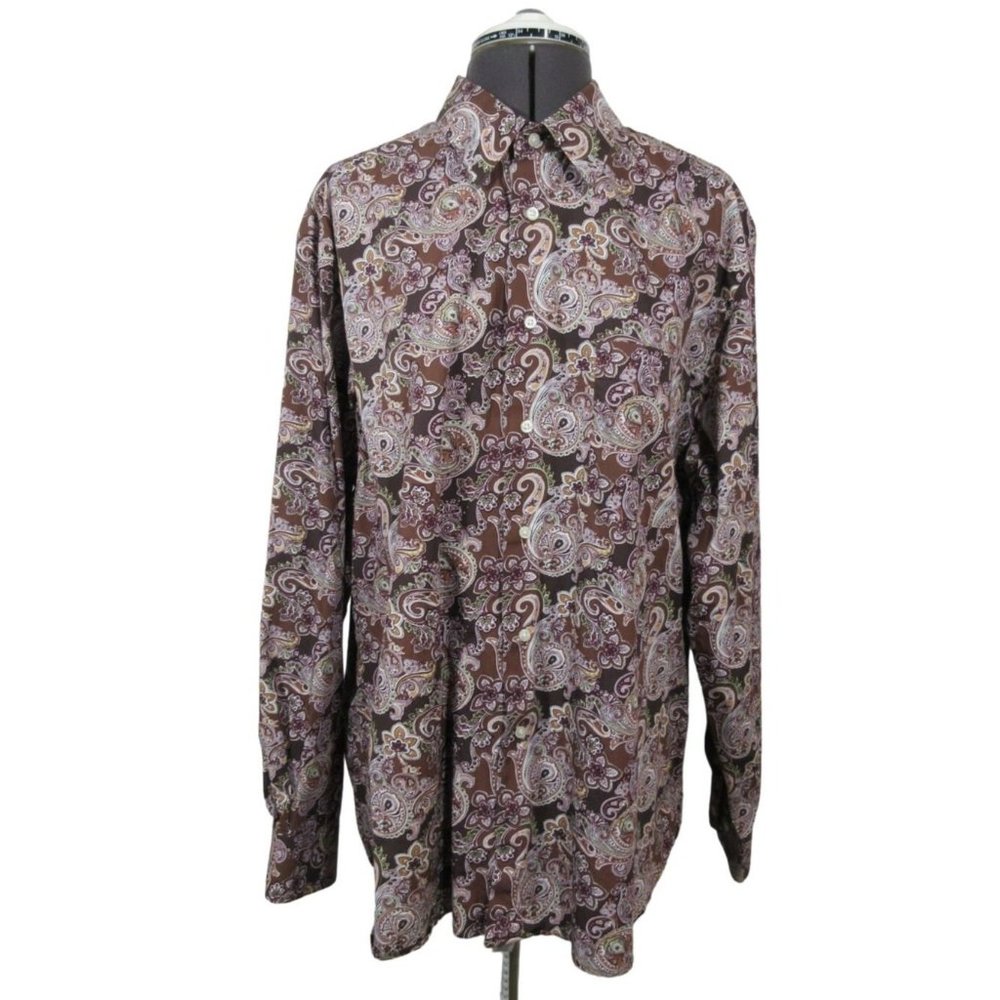 Paul‎ Fredrick cotton classic fit paisley button down shirt